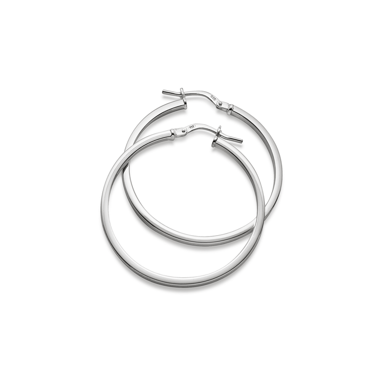 Plain Hoops, Rak profil, 32 mm | 925 silver