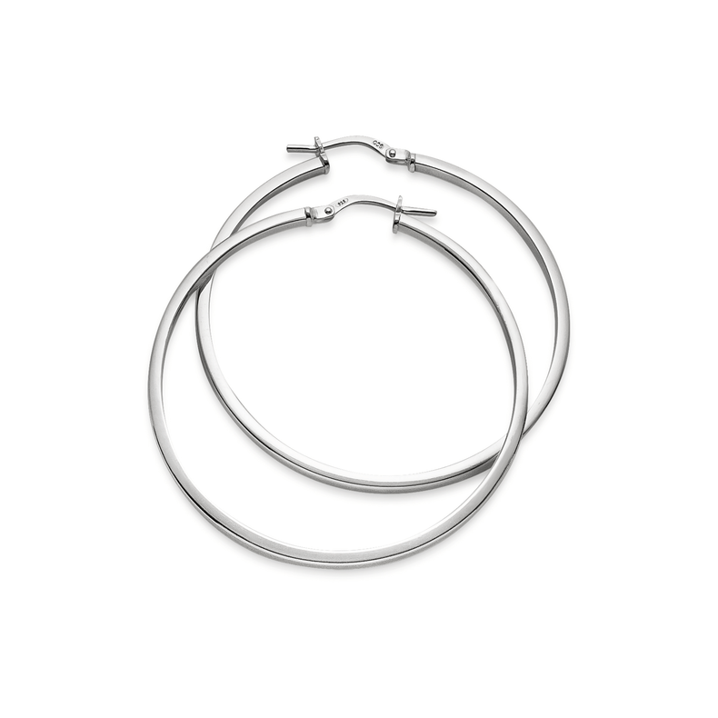 Plain Hoops Rak profil, 42 mm | 925 silver