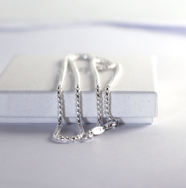 Mila Man Halsband Herr, Box kedja | 925 silver
