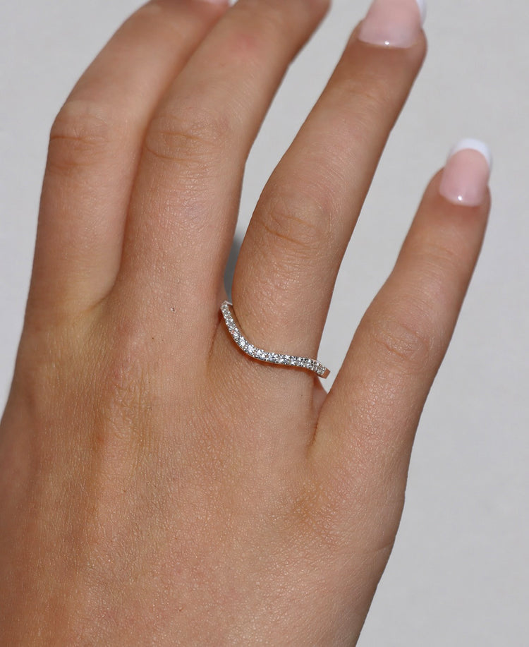 Line Alliansring Diamantring | 18k. Vitguld