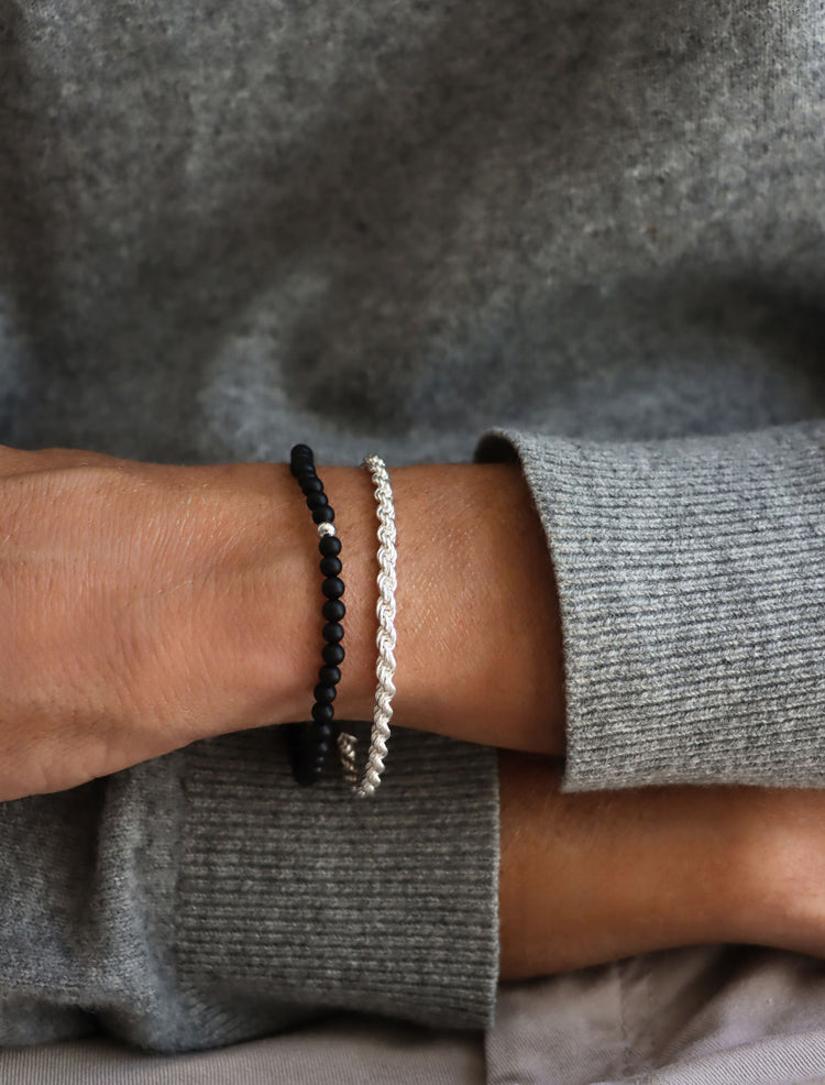 Mila Man Armband Herr, Rope Kedja, 925 silver