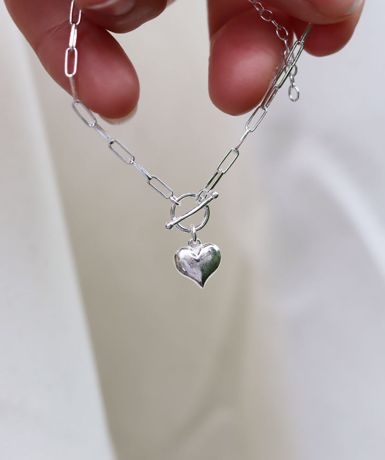 Heart Chain armband, silver