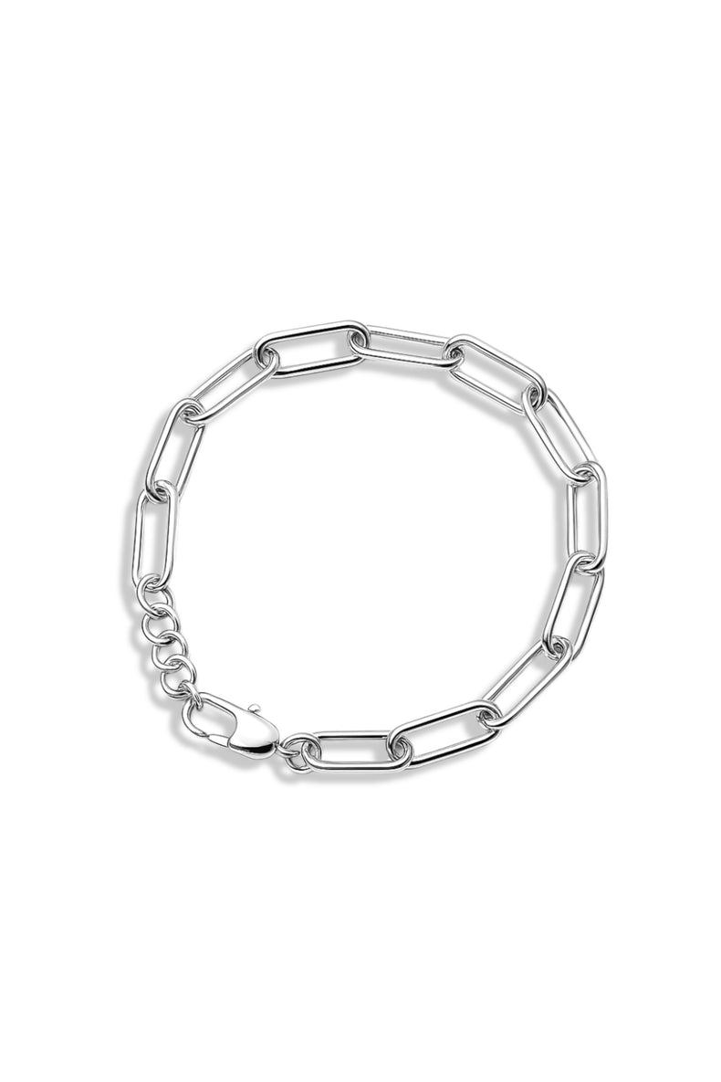 silverarmband med kedja som har ovala länkar. blankt silver.