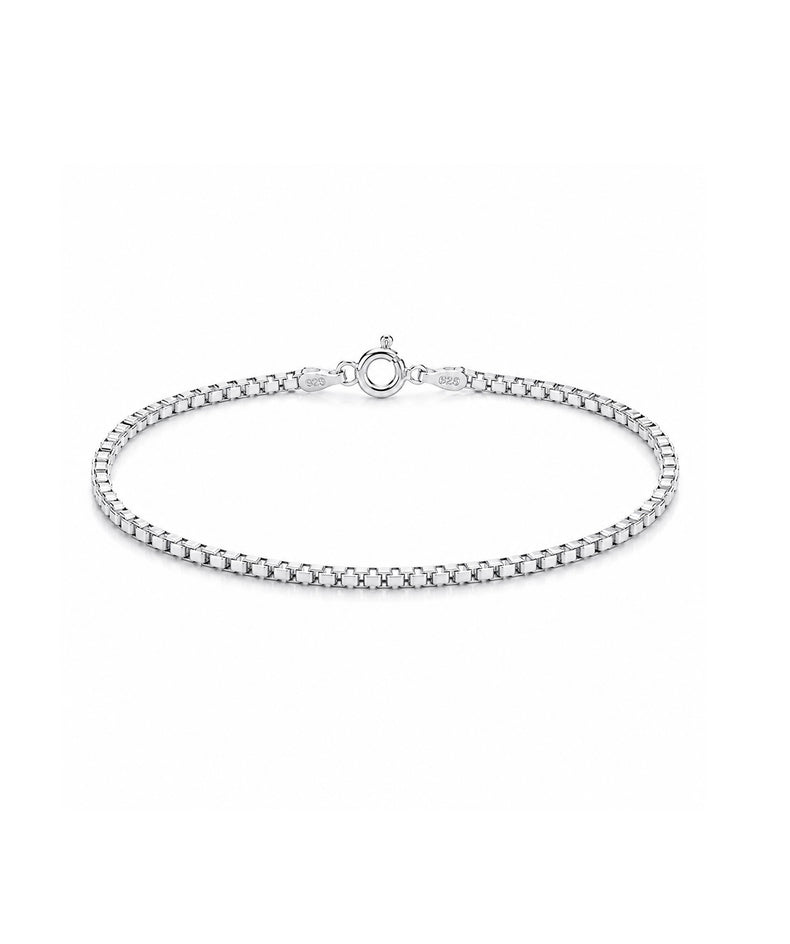 Smalt silverarmband till dam med box kedja