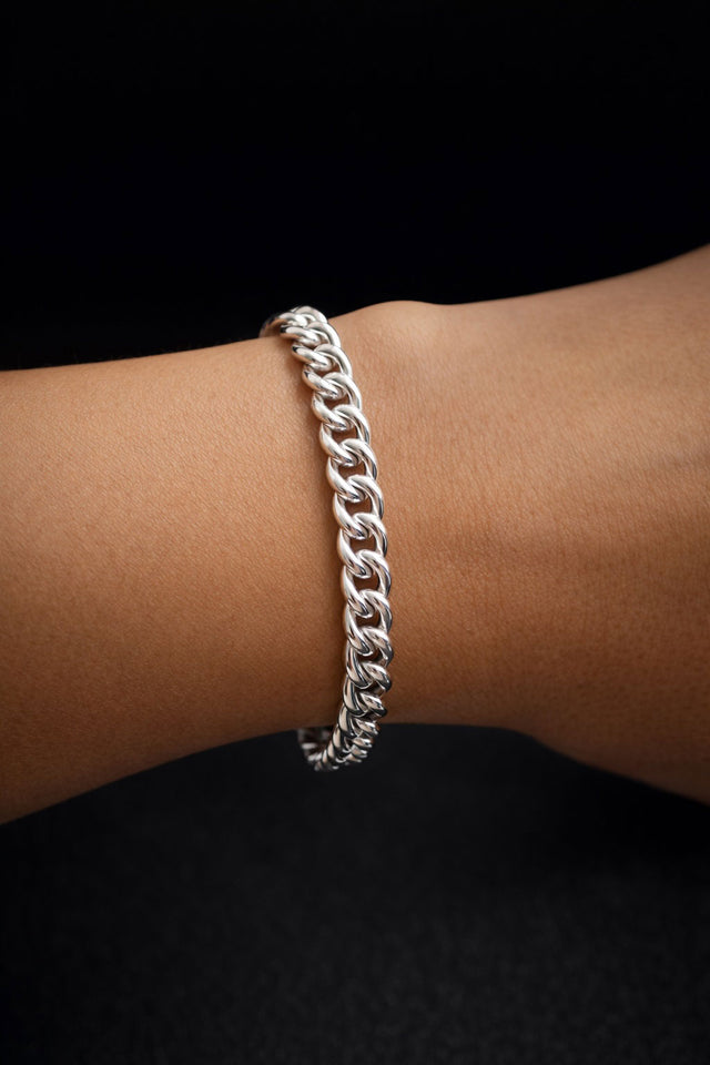 Chunky Curb Chain armband, 7 mm | 925 silver