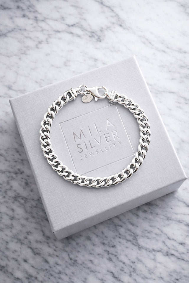 Chunky Curb Chain armband, 7 mm | 925 silver