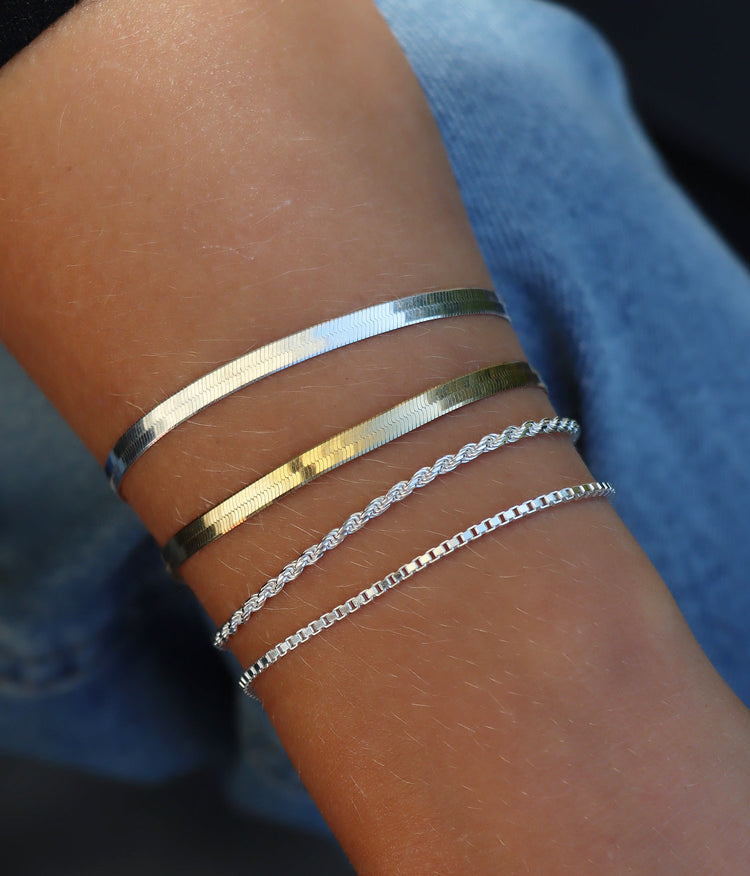Armband Schlangenkette / Fischgrätenkette, silber