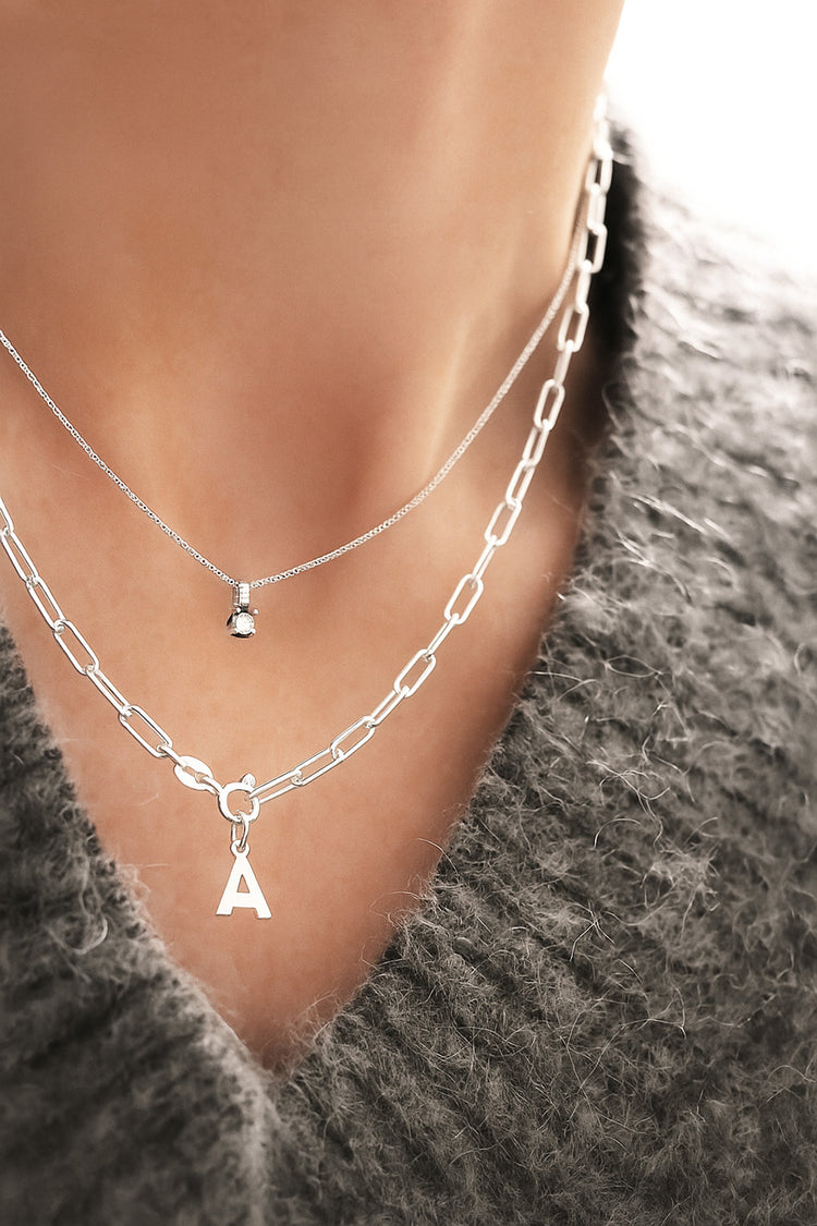 Letter Necklace AZ Paperclip Chain | 925 silver