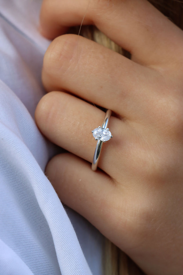 June 0.5 ct Oval Diamond, Solitaire Ring, Wedding/Engagement Ring
