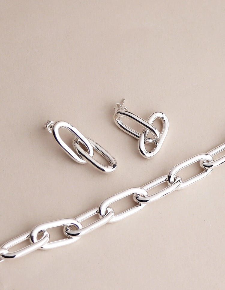 Chunky Paperclip Links, Ohrringe | 925er Silber