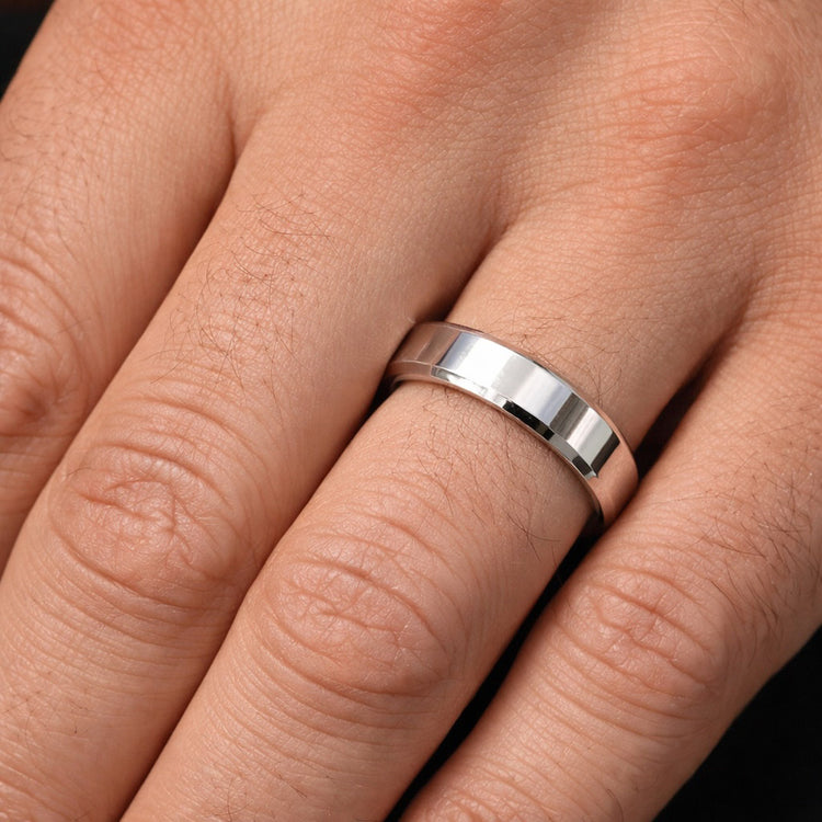 Vigsel/Förlovningsring Herr Silverring, 5 mm, Fasad kant | 925 silver