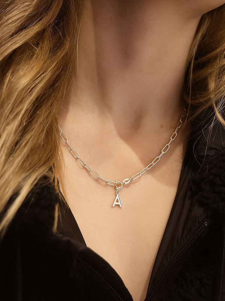 Letter Necklace AZ Paperclip Chain | 925 silver