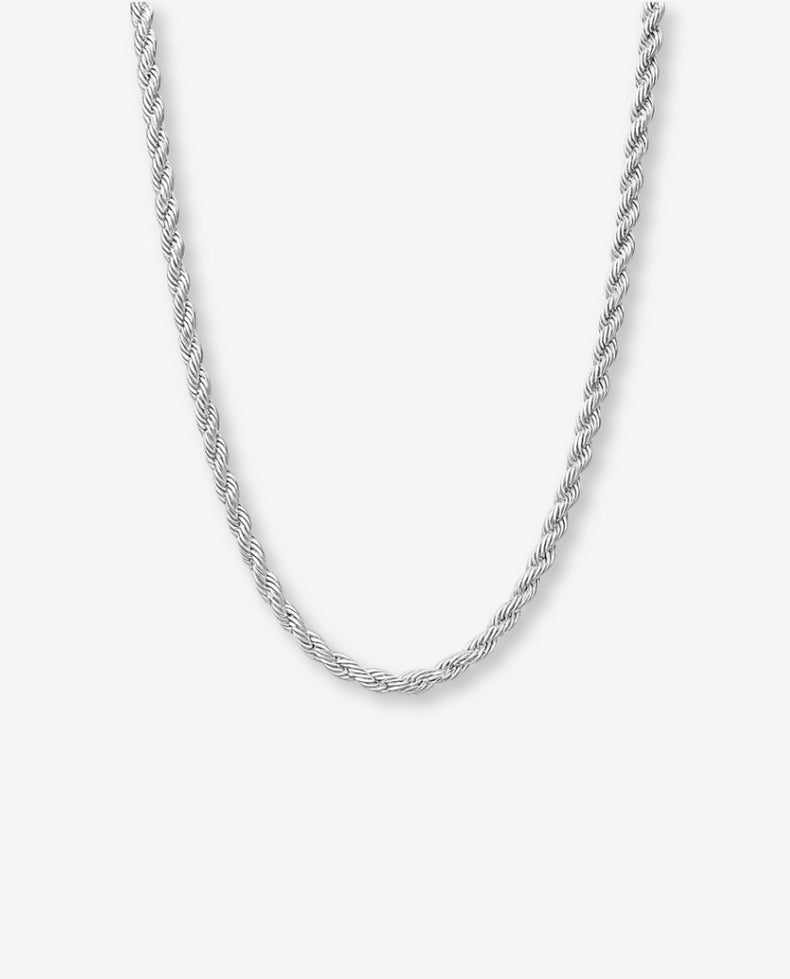 Halsband med silverkedja till herr med vridna silvertrådar.