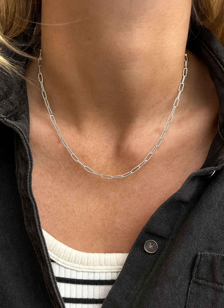 Bokstavshalsband A-Z Paperclip Kedja | 925 silver