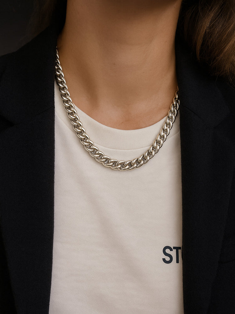 Chunky Curb Chain Halsband | 925 silver
