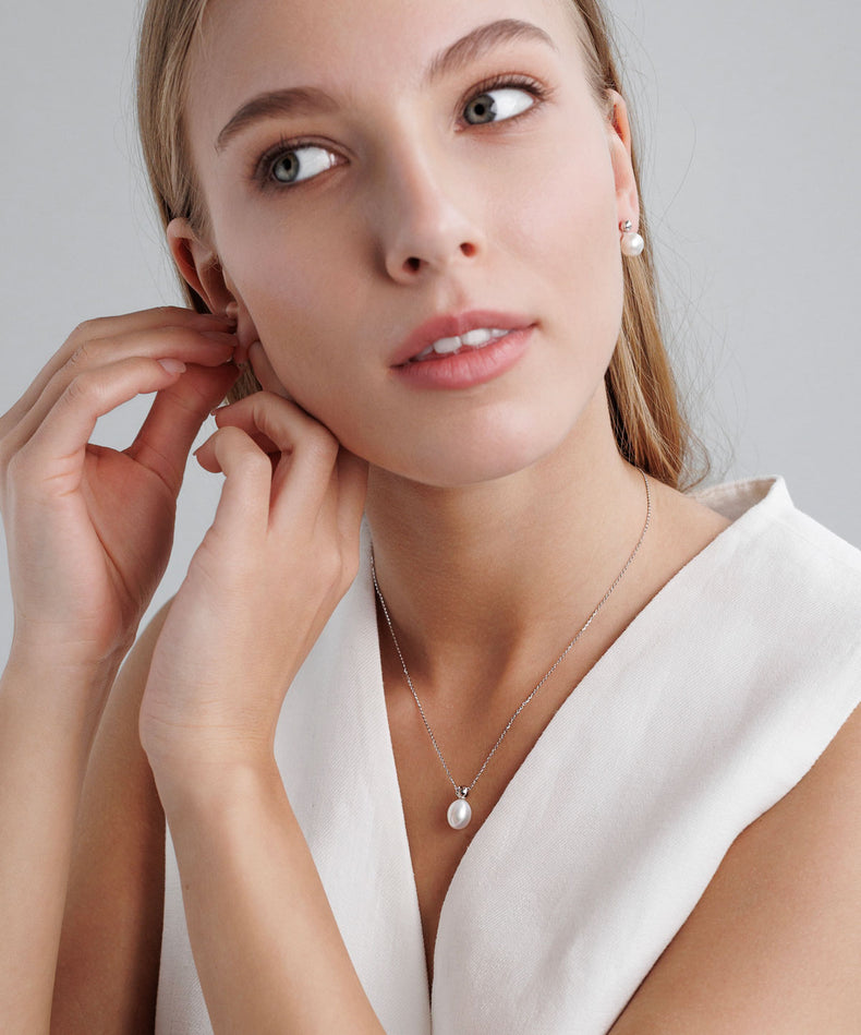 Bubble Pearl Halsband | 925 silver & sötvattenspärla