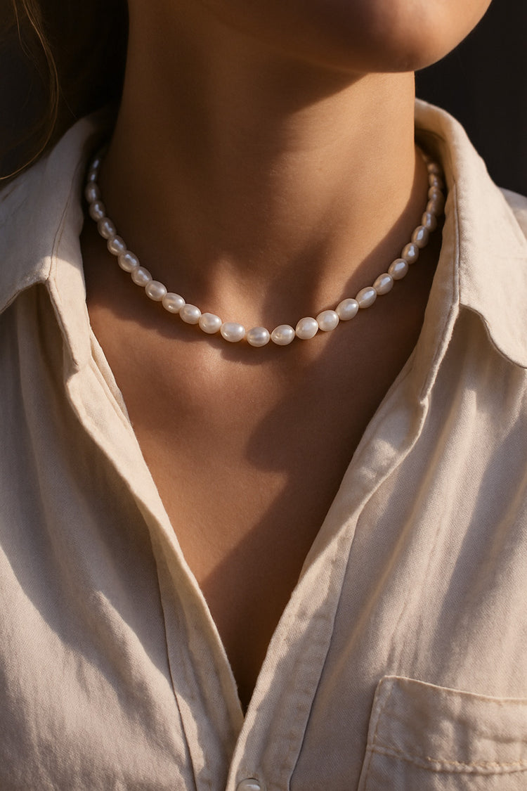 Pearl Choker Halsband, Barockpärlor, medium