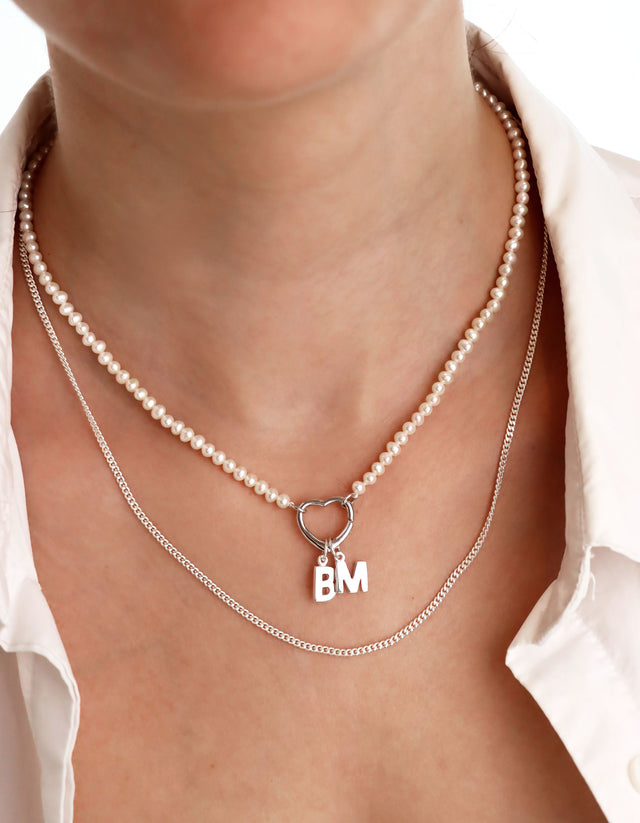 Heart Pearl Choker Halsband | 925 silver + Sötvattenspärlor