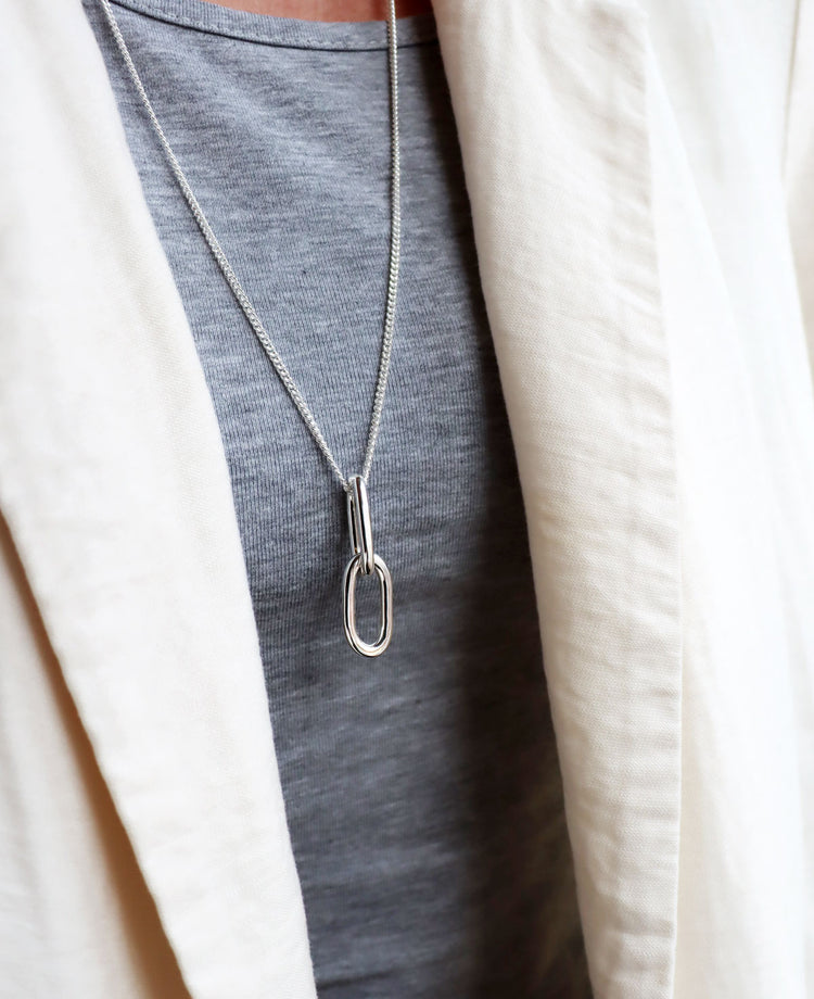 Chunky Paperclip Links Necklace, silver
