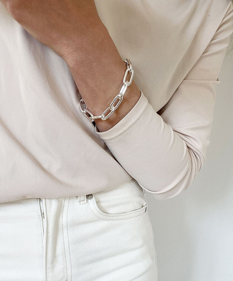 Chunky Chain Paperclip bracelet | 925 silver