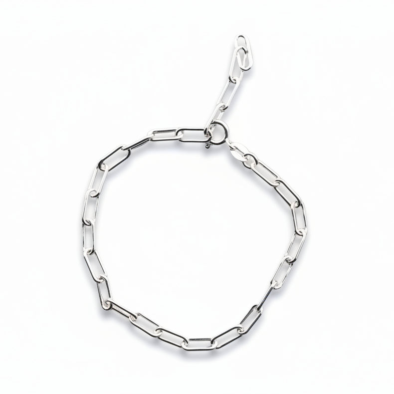 silverarmband med kedja / paperclip kedja 4 mm bred i äkta silver - 925 silver