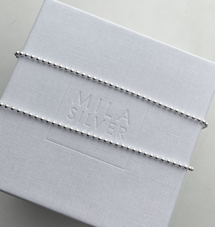 Perlenkette, Kugelkette silber 2 mm, 42-45 cm