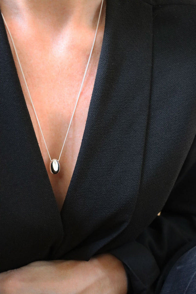 Silver Egg Pendant Small Necklace | 925 silver