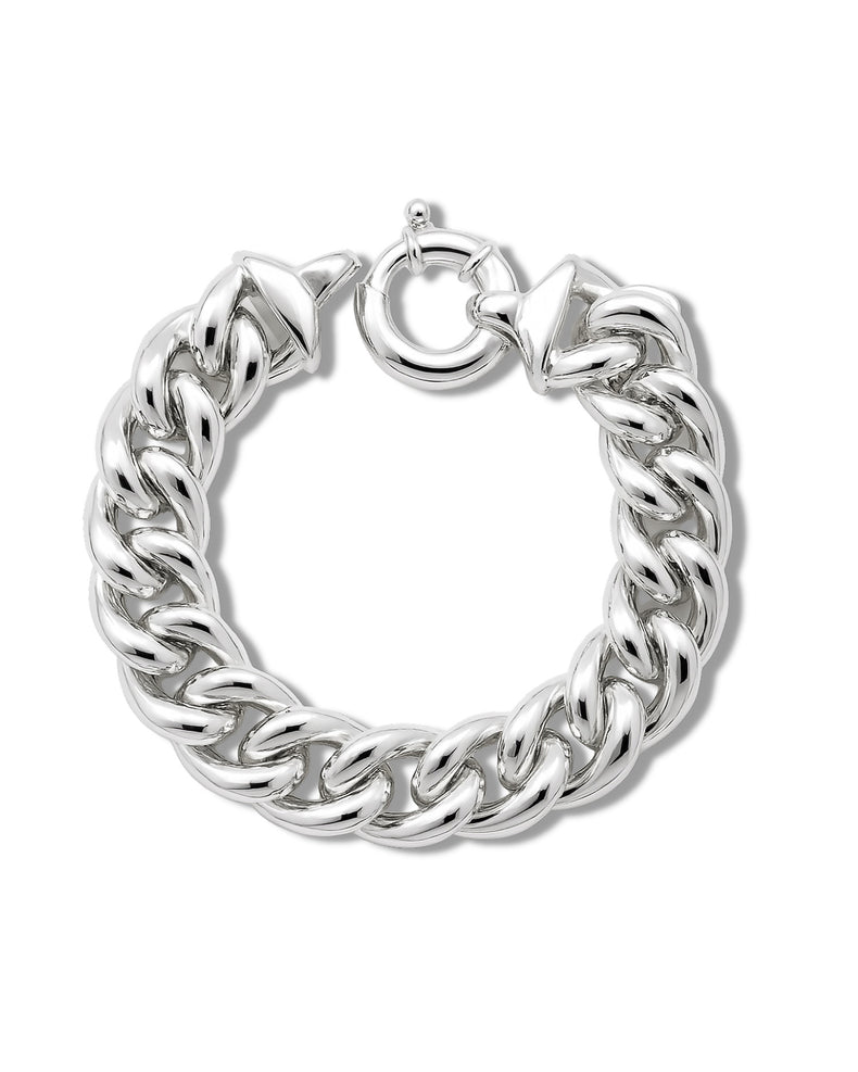 Armband med tjock silverkedja.