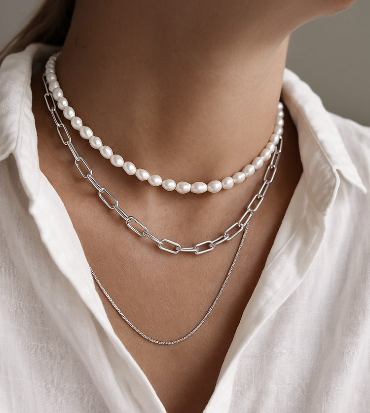 Paperclip Kedja Halsband | 925 silver