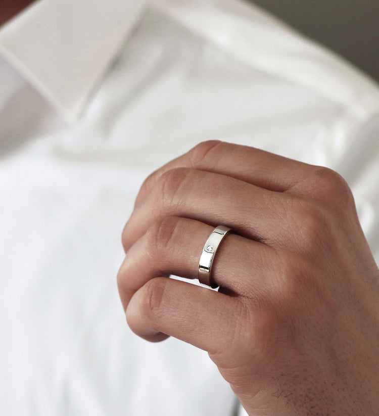 Vigsel / Förlovningsringar Par | Monet 0,10 ct + Plain diamantring