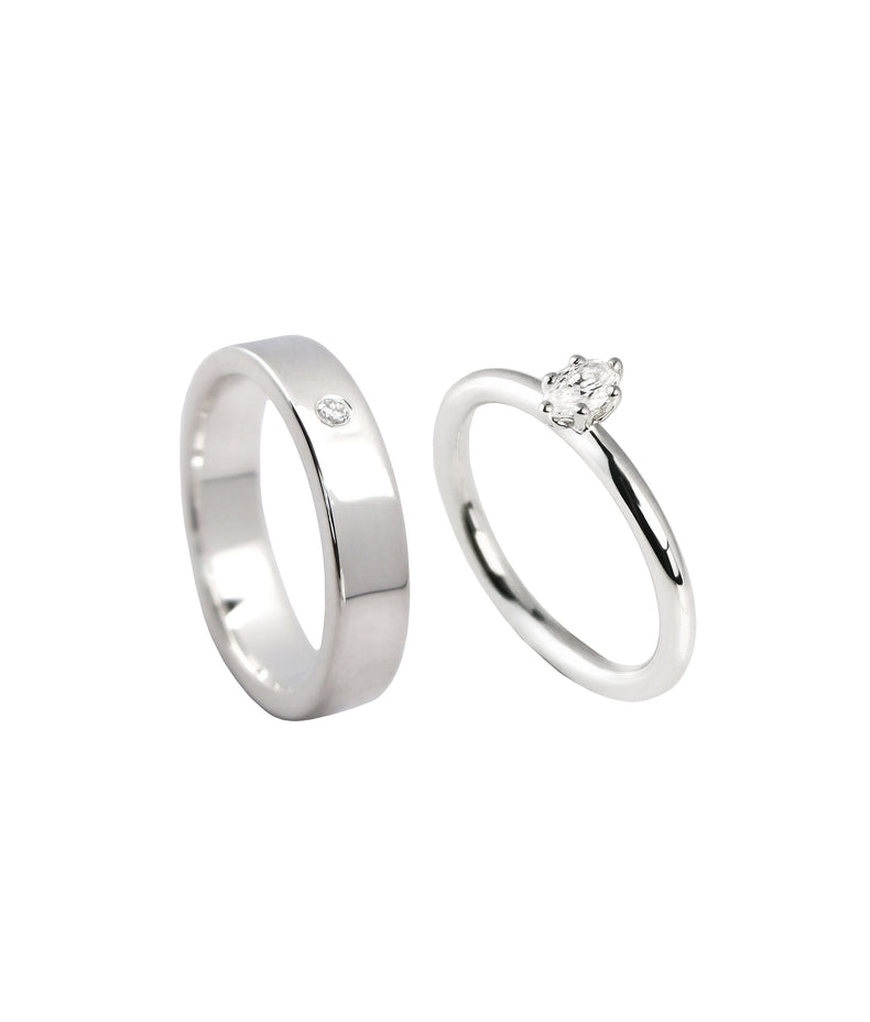June 0,25 ct + Plain diamantring | Vigsel/Förlovningsring Par