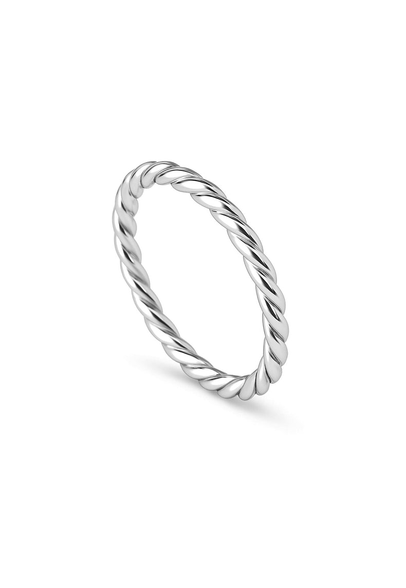 Mila Combo Dünner Silberring, Twisted