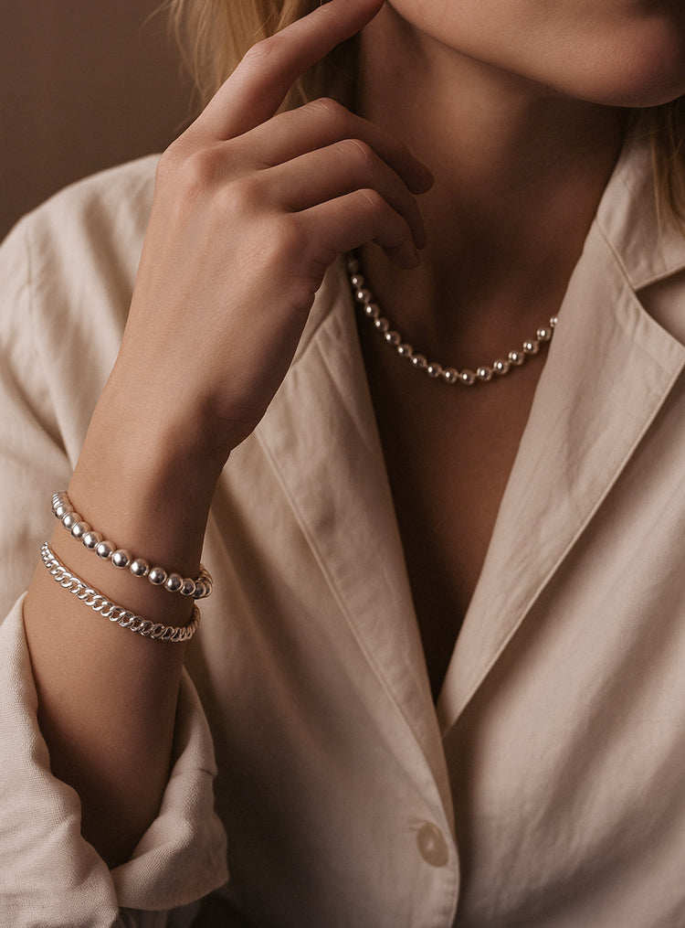 Silver Pearl Armband, silver