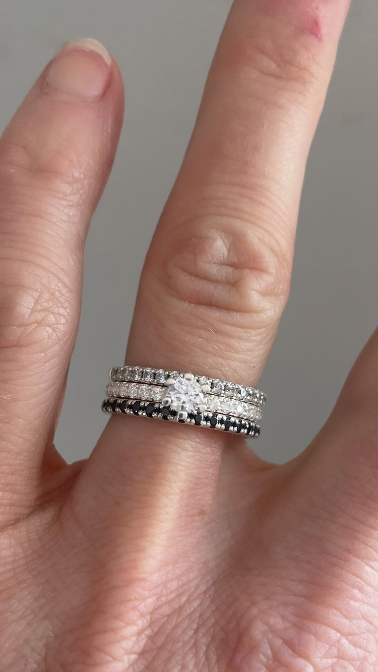 ELISE Black Diamond Eternity ring, silver