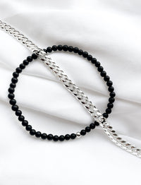 Gåvoset | Herrsmycken Armband Pansarkedja + Onyx armband