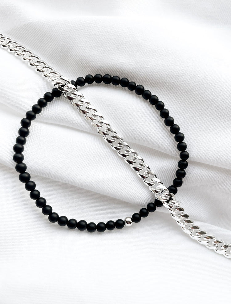 Gåvoset | Herrsmycken Armband Pansarkedja + Onyx armband
