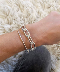 Chunky Chain Paperclip Armband kedja, 10 mm | 925 silver