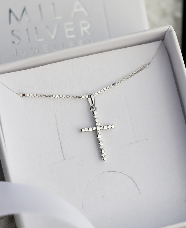 Silverkors Kristall Halsband | 925 silver