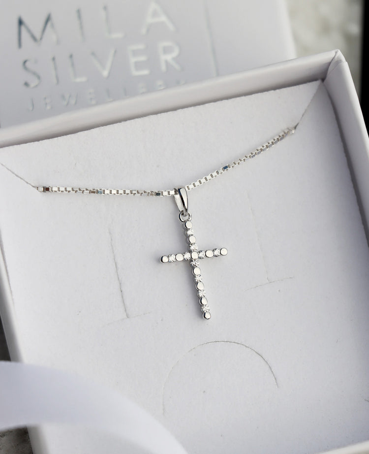 Silverkors Kristall Halsband | 925 silver