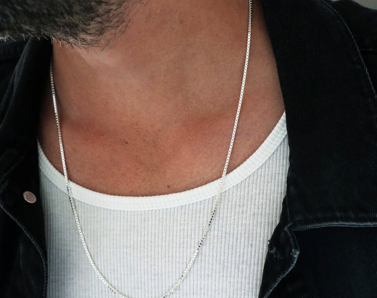 Mila Man Kedja Halsband, Venezia / Box kedja 1.5 mm, Herr
