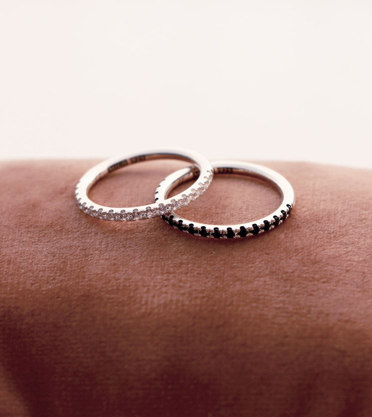 ELISE Black Diamond Eternity ring, silver