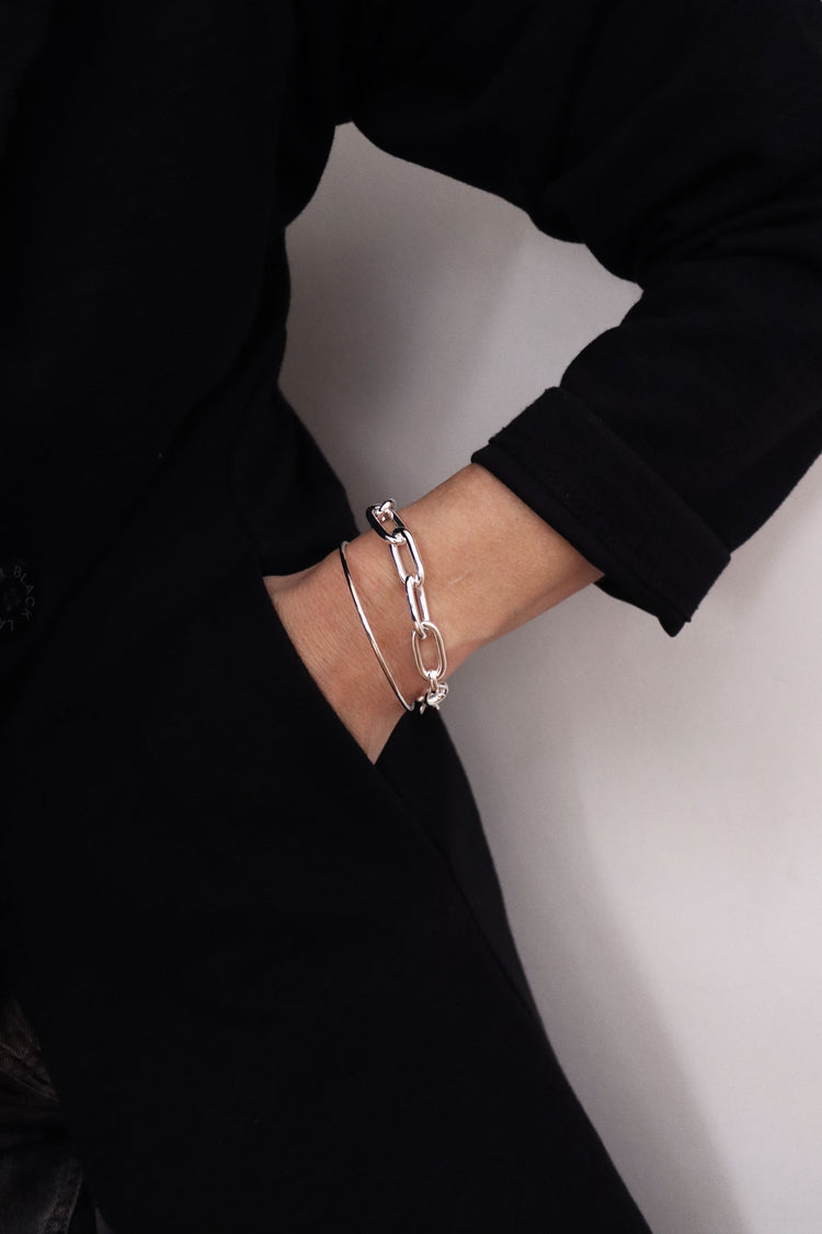 Chunky Chain Paperclip Armband kedja, 10 mm | 925 silver