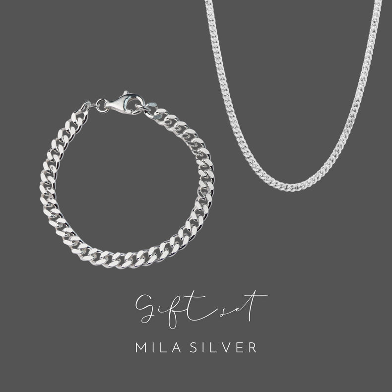 Gåvoset | Herrsmycken armband + halsband Pansarkedja