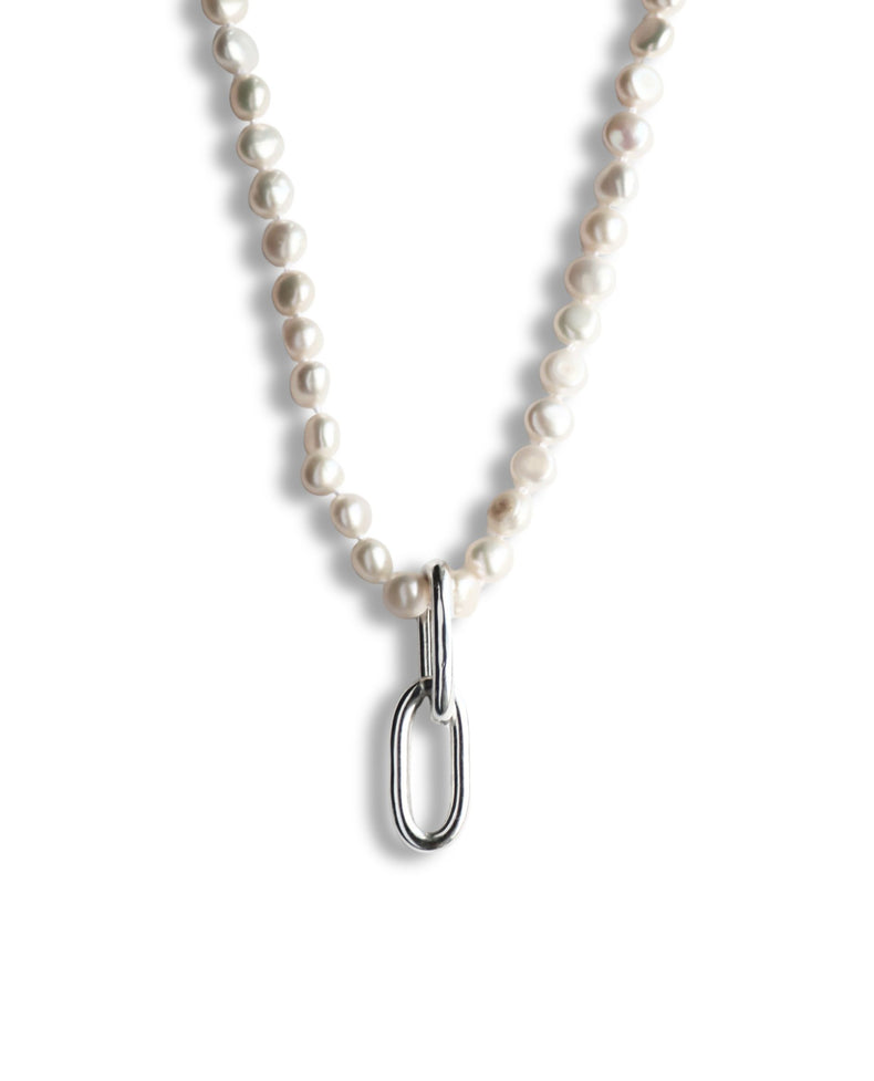 Paperclip Link & Baroque Pearl halsband