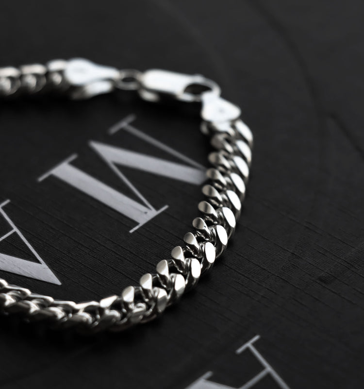 Mila Man Cuban, Armband Herr kedja silver, 7 mm