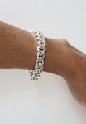 Armband med bred chunky pansarlänk i 925 silver till dam. 