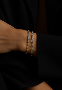 Beaded Chain Armband, silver 3 mm