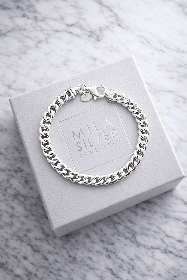 Chunky Curb Chain Armband, 7 mm | 925 Silber