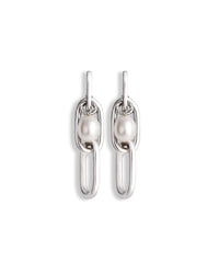 Paperclip Links & Pearls örhängen | 925 silver