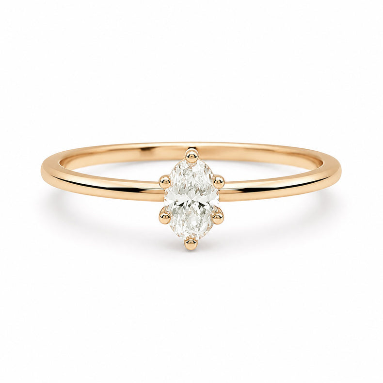 June Diamantring Oval diamant, Vigsel / Förlovningsring | 18k. guld